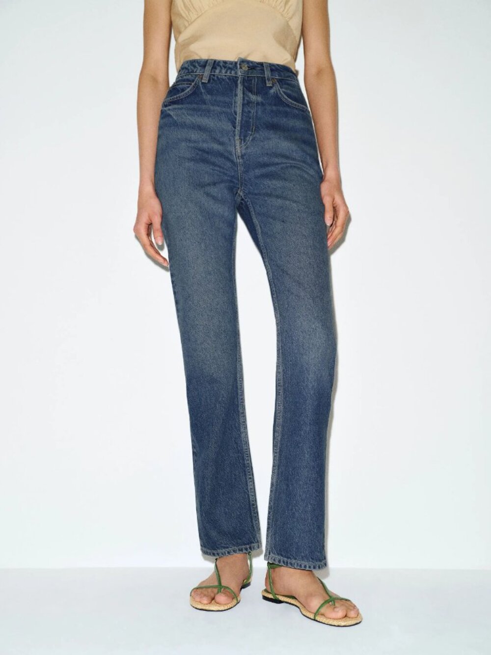 Reformation Cynthia High Rise Straight Long Jeans Medium Wash 25